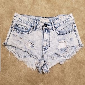 Bullhead Distressed High Waisted Light Denim Shorts